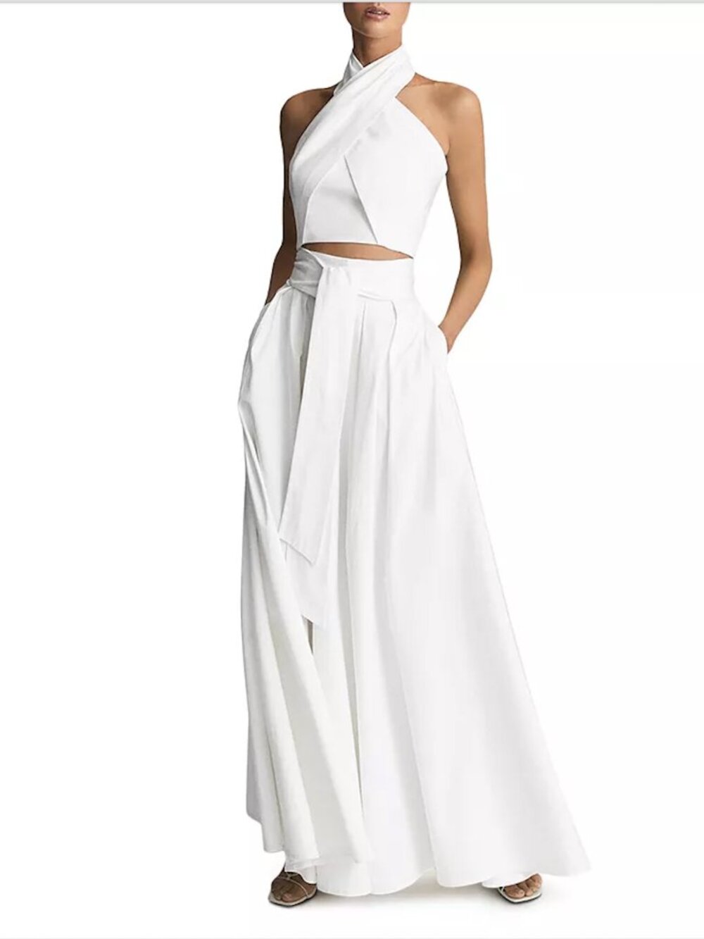 REISS Gigi Gather Detailed Maxi Skirt In White Size 8UK RRP £178